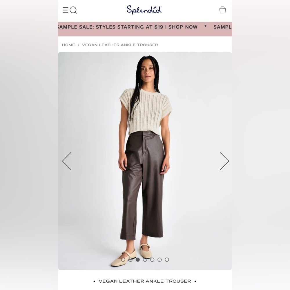 Splendid Vegan Leather Ankle Trouser - Brown